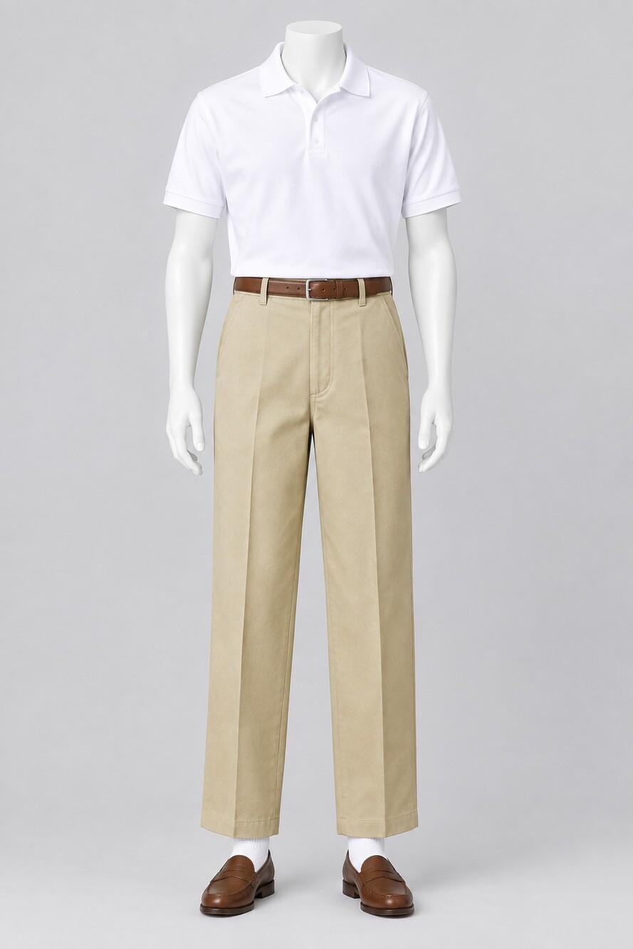 Boys Khaki School Uniform Pants (1 Pair) & Shorts (2 Pair) - Picture 1 of 8